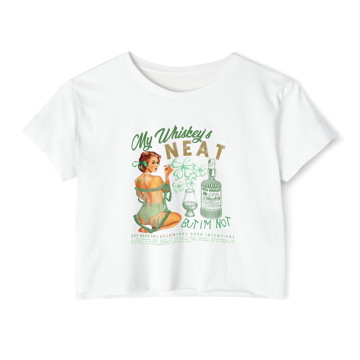 Whiskey Neat Crop Tee