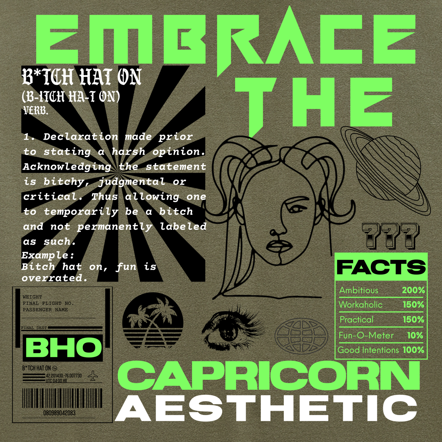 Capricorn Lime Premium Hoodie